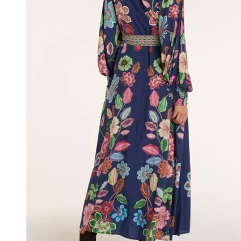 Hermoza NWT Johanna Tie Dress Navy Flora Long Sleeve Size XS Dress - Picture 10 of 10